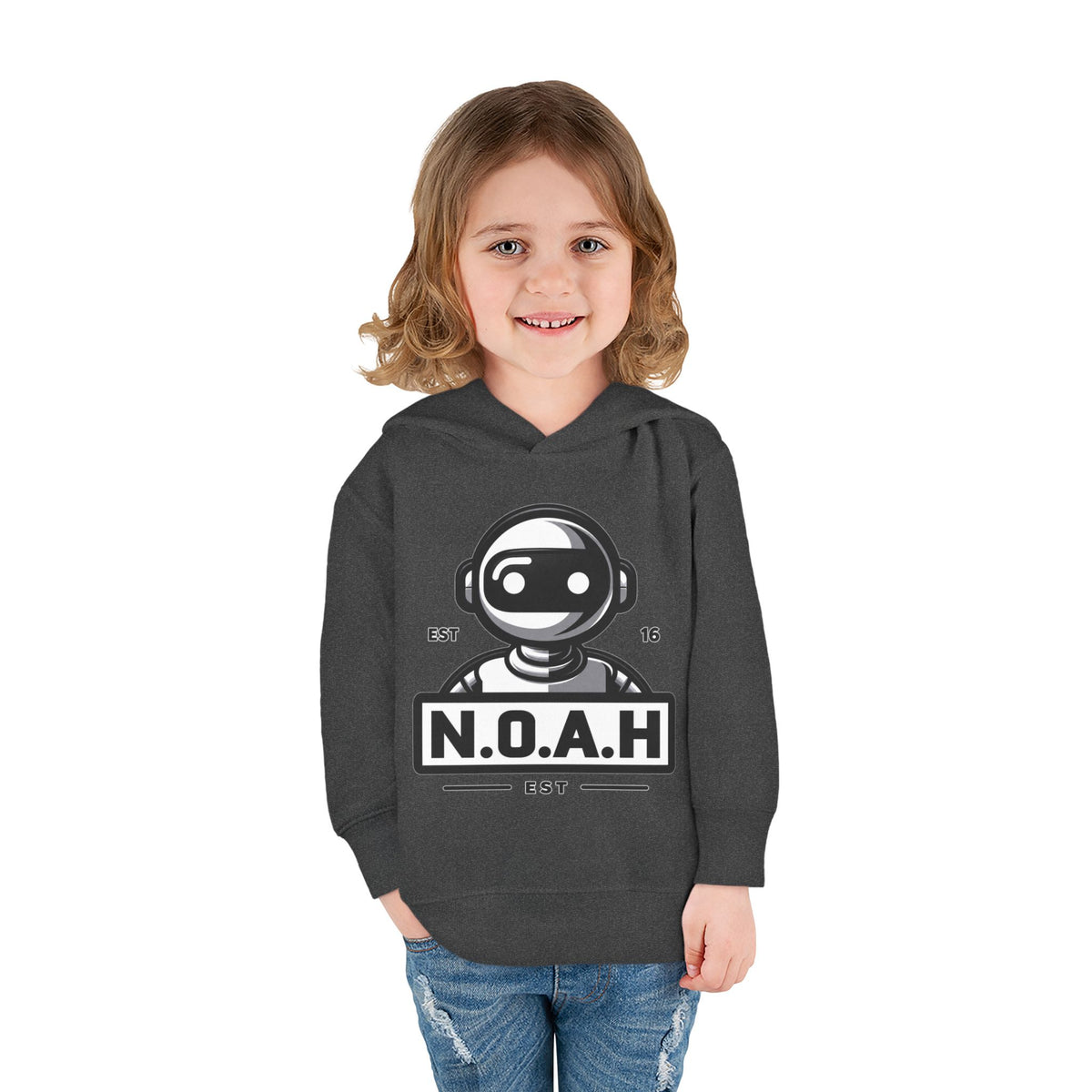 N.O.A.H™ Robot Kids Hoodie — Toddler Pullover with Logo front & Back 'Nation of All Humans' Graphic