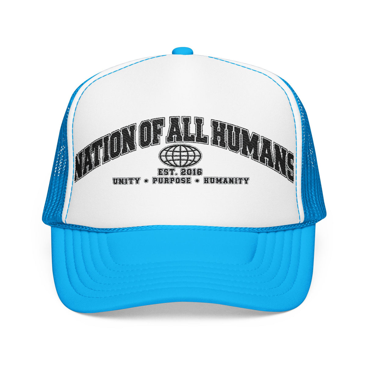 Nation of All Humans™ Foam Trucker Hat – Retro Globe Mesh Foam Cap