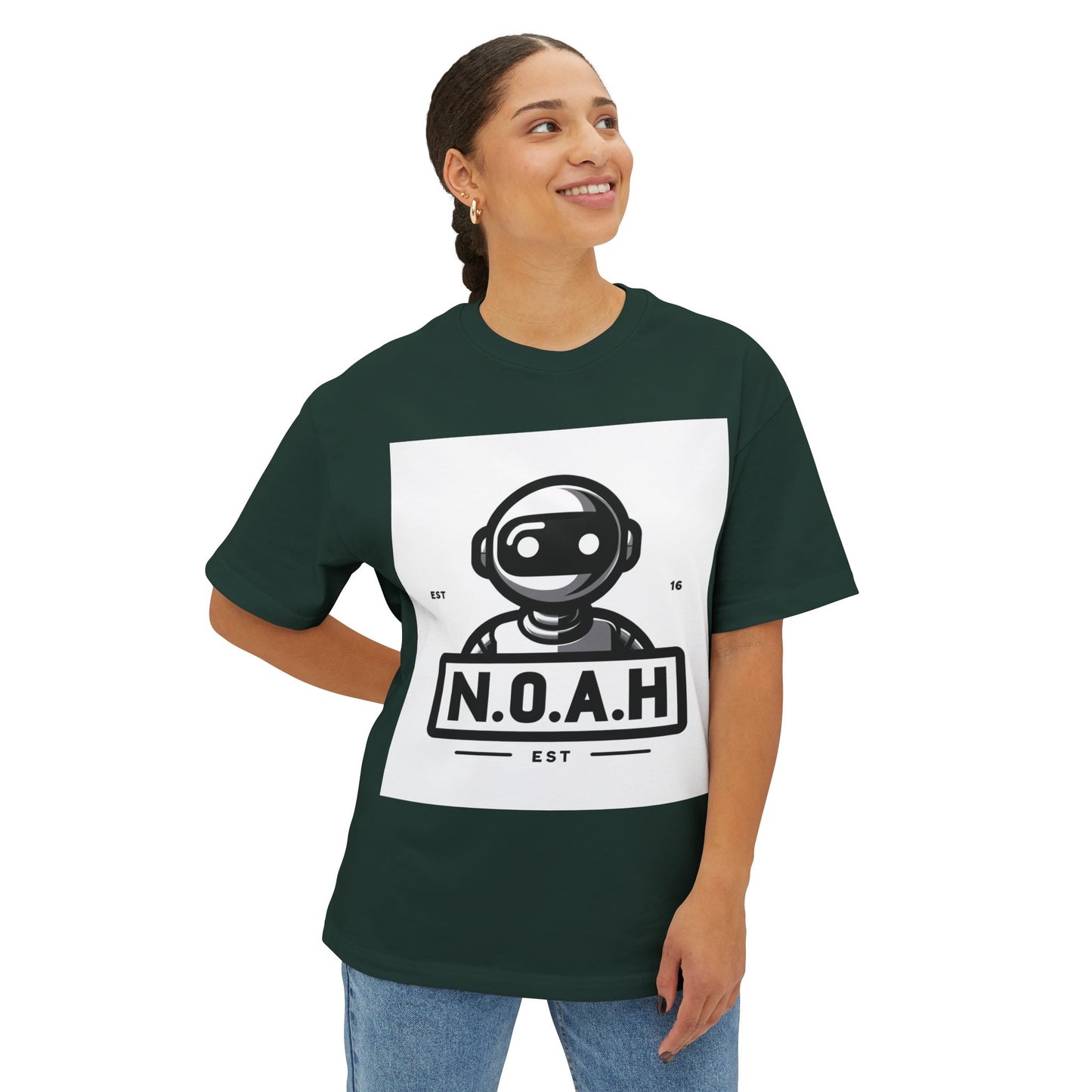 N.O.A.H™ Robot Logo Tee — Retro Space Graphic Boxy T‑Shirt