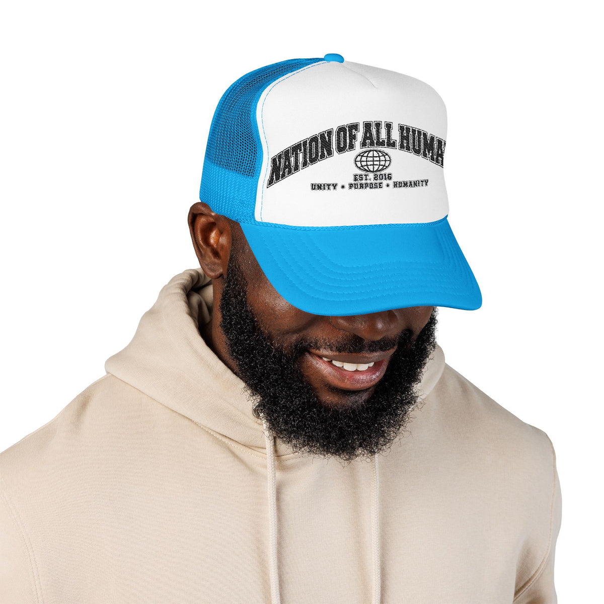 Nation of All Humans™ Foam Trucker Hat – Retro Globe Mesh Foam Cap