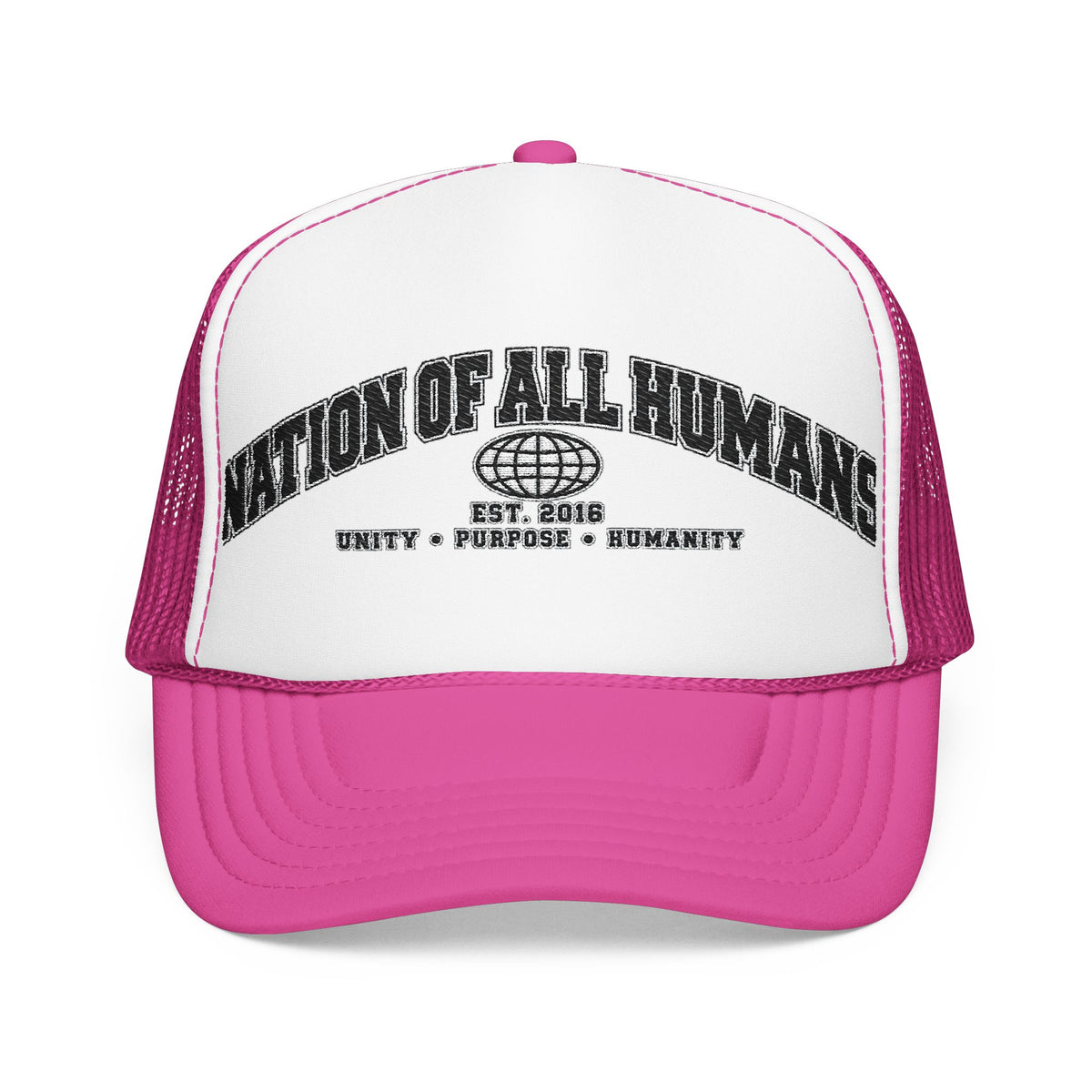 Nation of All Humans™ Foam Trucker Hat – Retro Globe Mesh Foam Cap