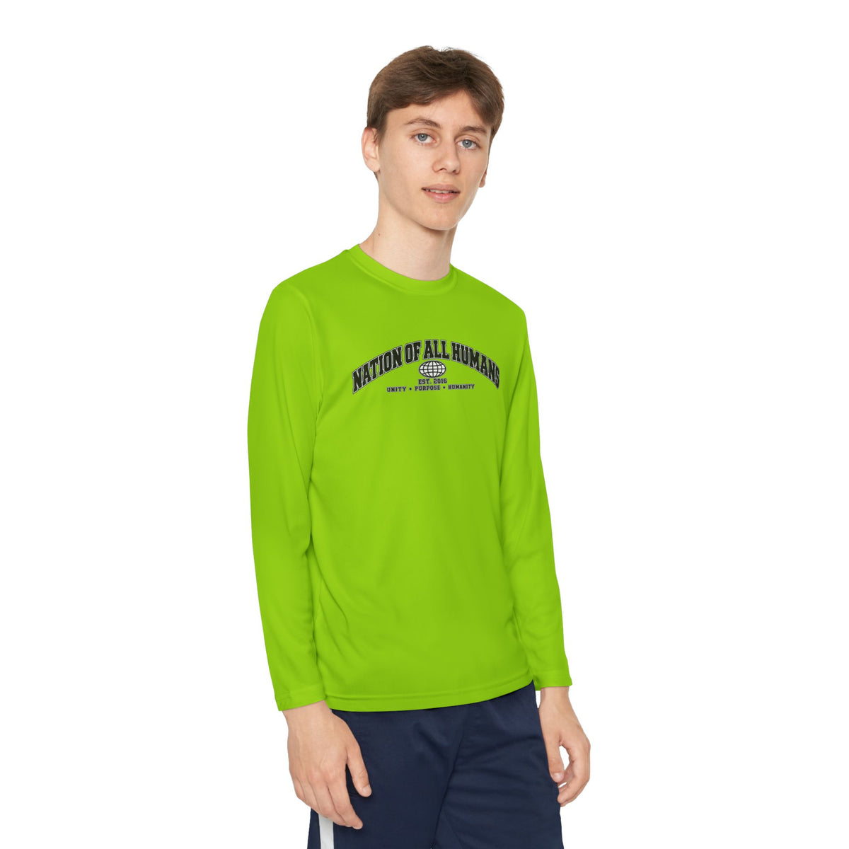 Youth Long Sleeve Tee — Nation of All Humans™ Team Number 26 Personalized Back print