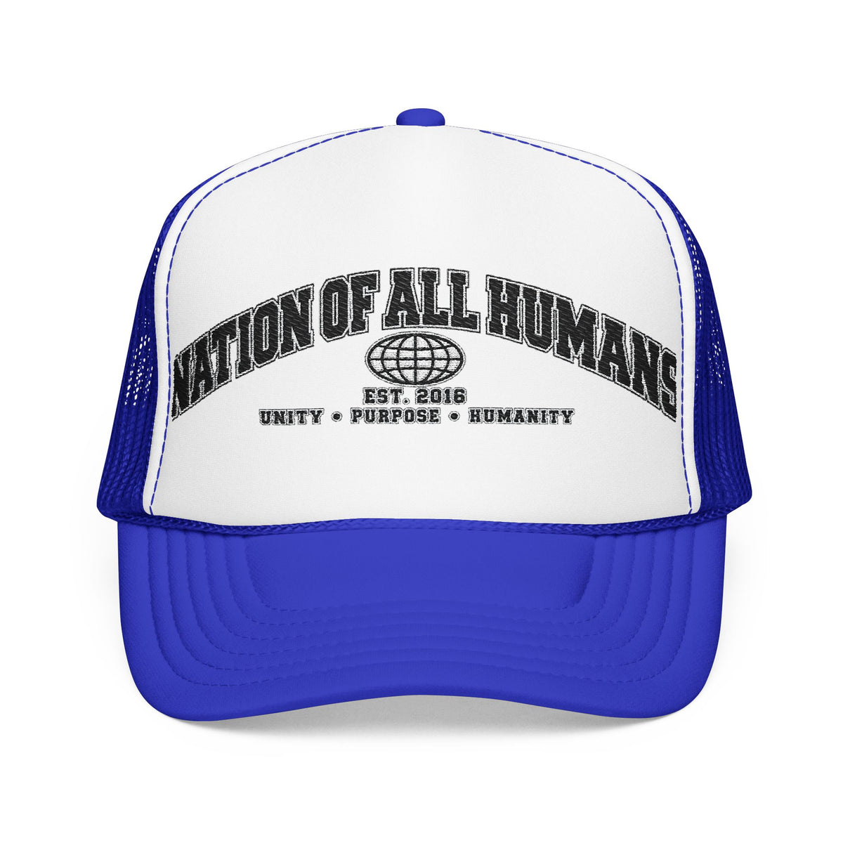 Nation of All Humans™ Foam Trucker Hat – Retro Globe Mesh Foam Cap