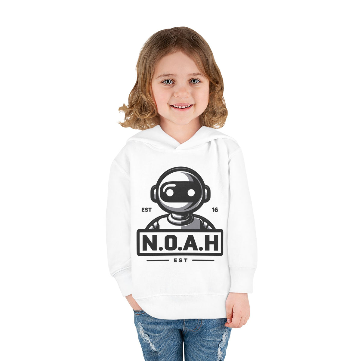 N.O.A.H™ Robot Kids Hoodie — Toddler Pullover with Logo front & Back 'Nation of All Humans' Graphic
