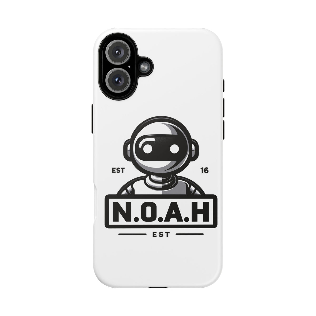 N.O.A.H™ Robot Phone Case — Retro Monochrome Tech Logo Protective Case