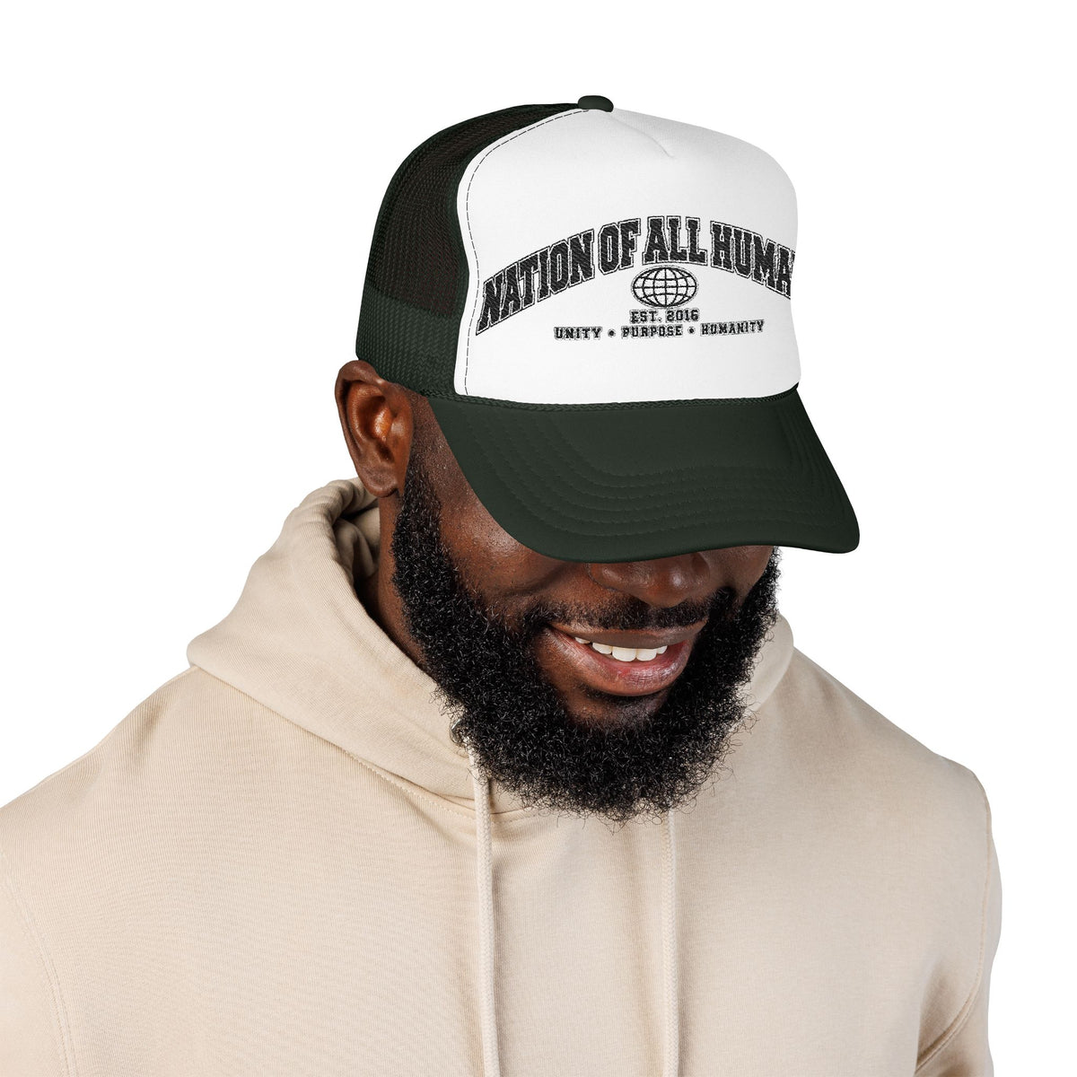 Nation of All Humans™ Foam Trucker Hat – Retro Globe Mesh Foam Cap