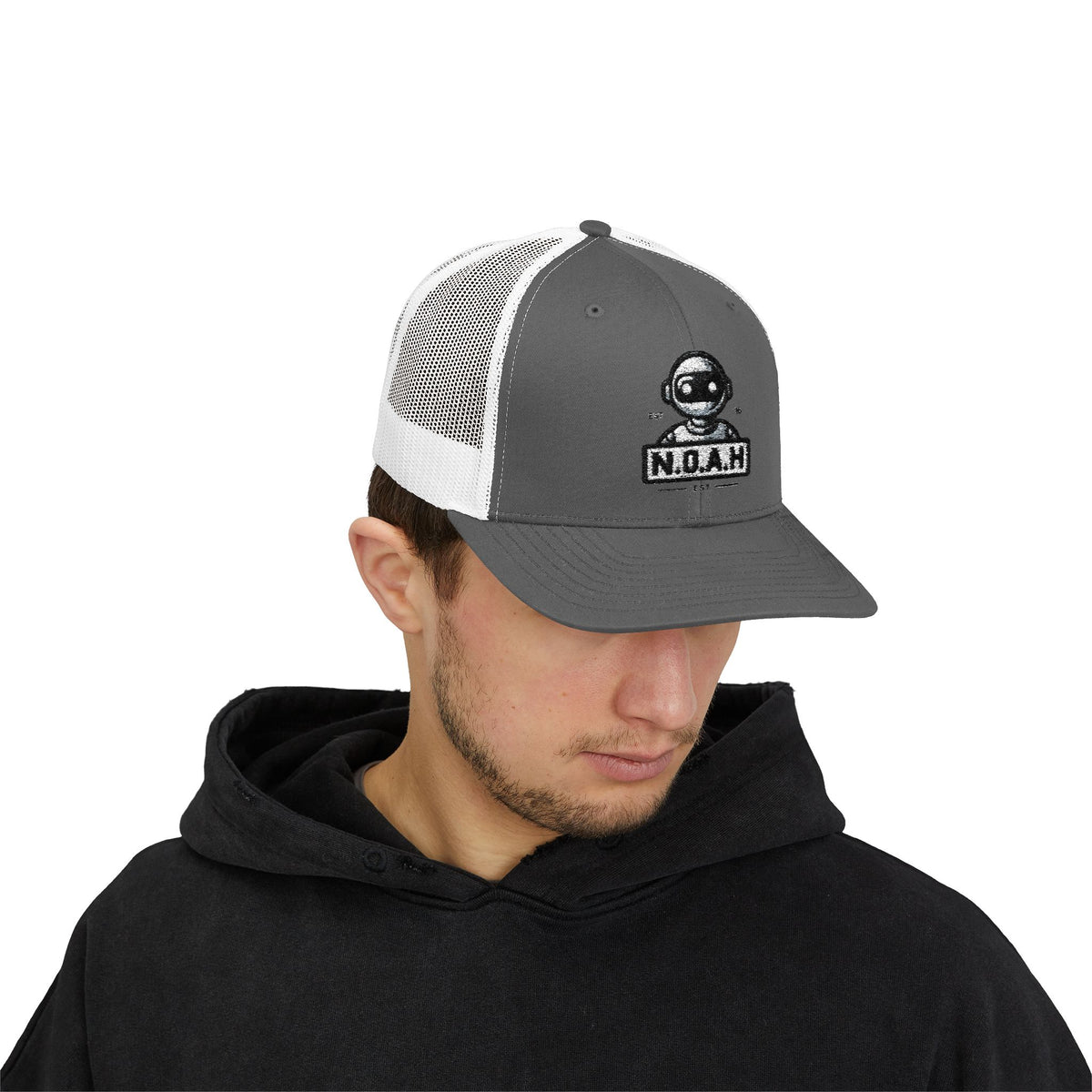 N.O.A.H™ Trucker Cap — Retro Robot 'NOAH' Embroidered Snapback