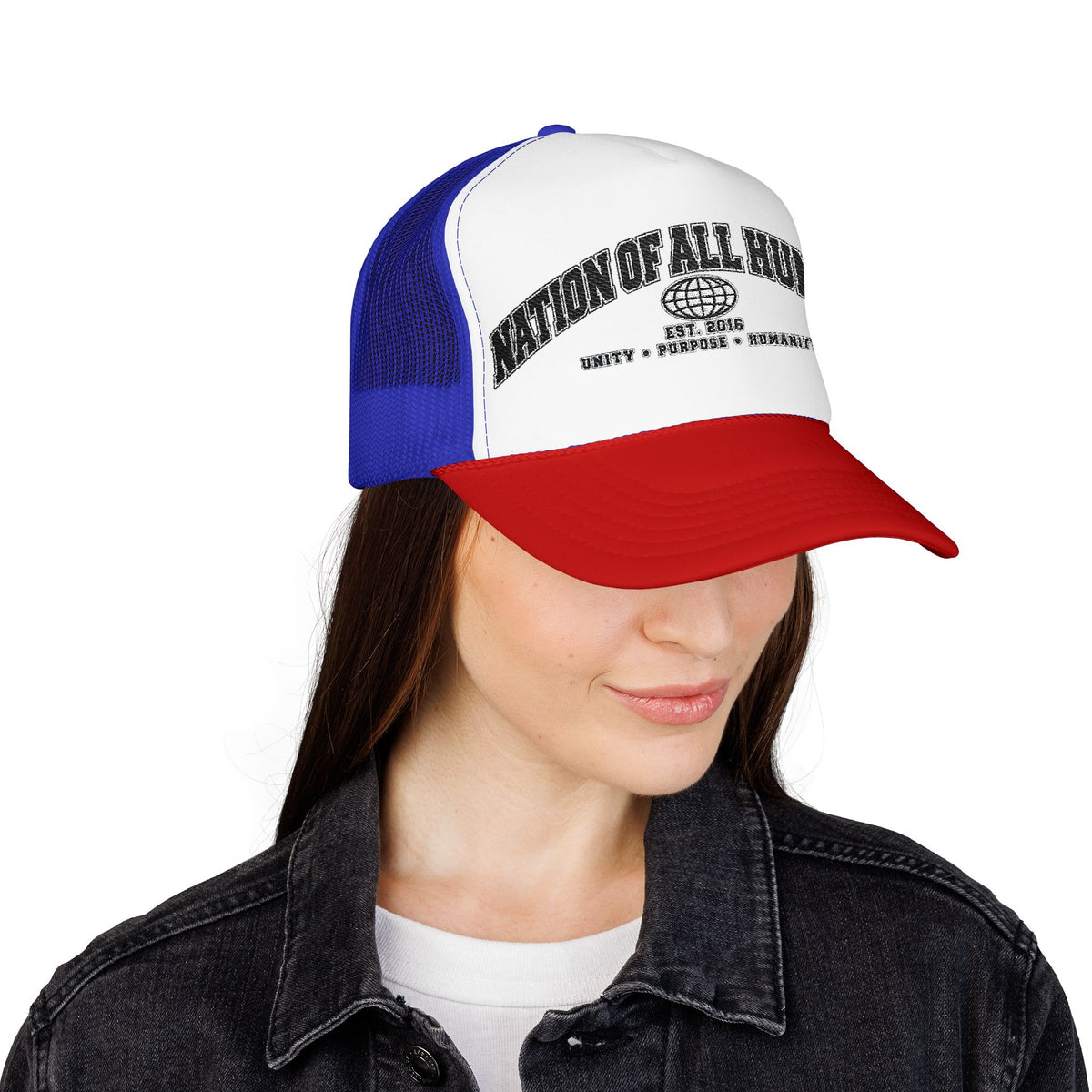 Nation of All Humans™ Foam Trucker Hat – Retro Globe Mesh Foam Cap