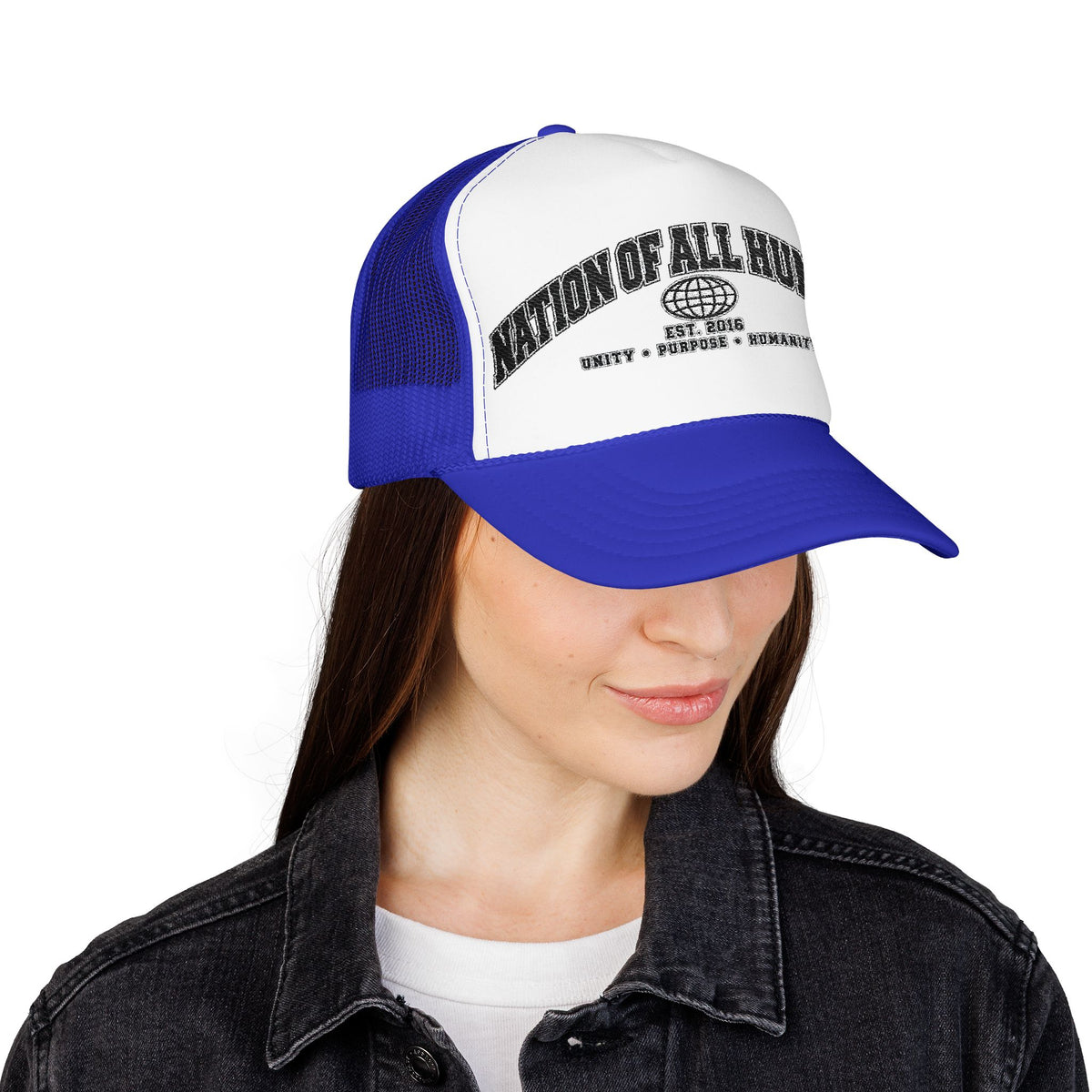 Nation of All Humans™ Foam Trucker Hat – Retro Globe Mesh Foam Cap