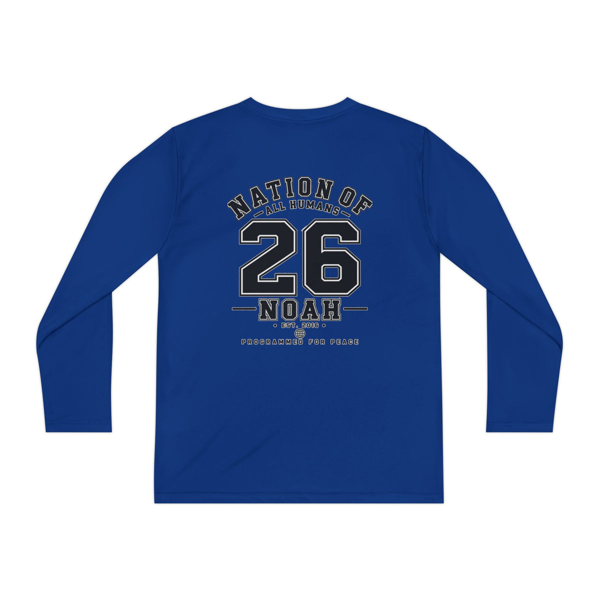 Youth Long Sleeve Tee — Nation of All Humans™ Team Number 26 Personalized Back print