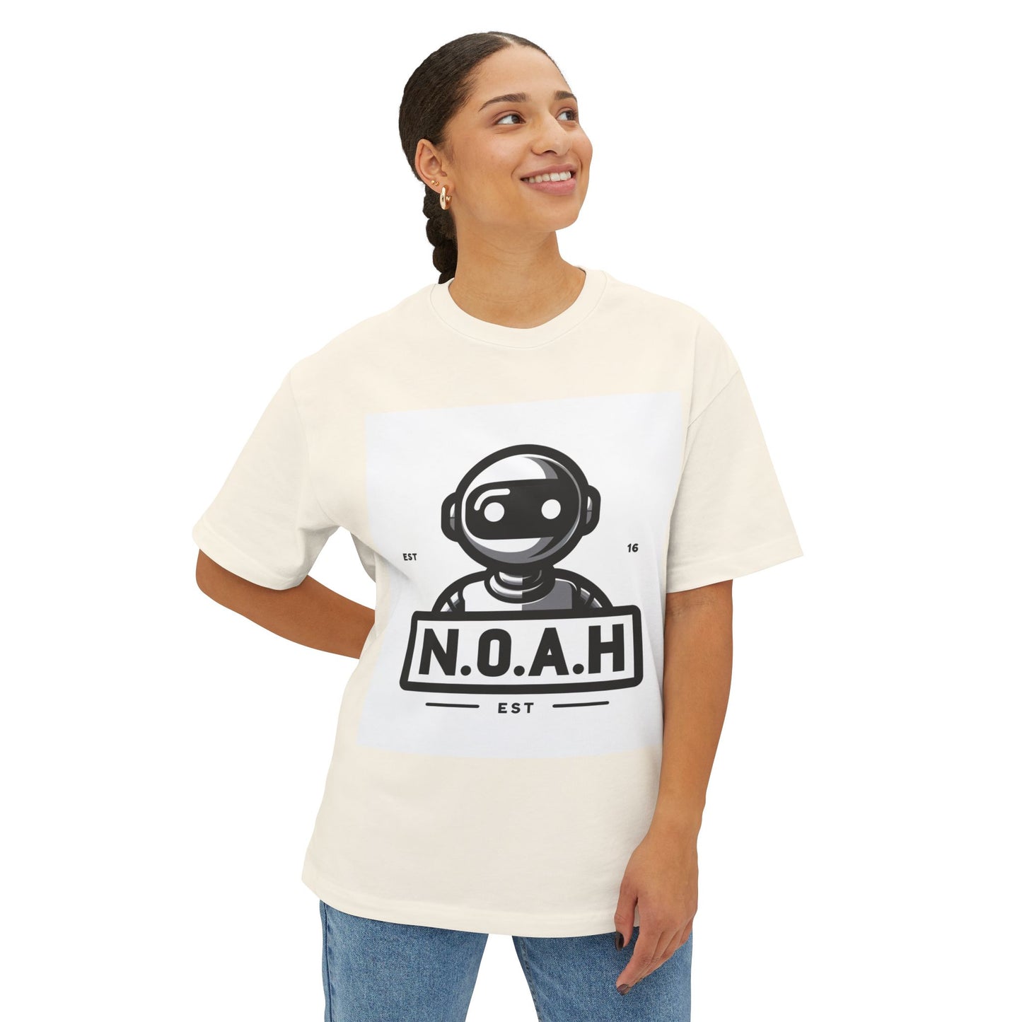N.O.A.H™ Robot Logo Tee — Retro Space Graphic Boxy T‑Shirt