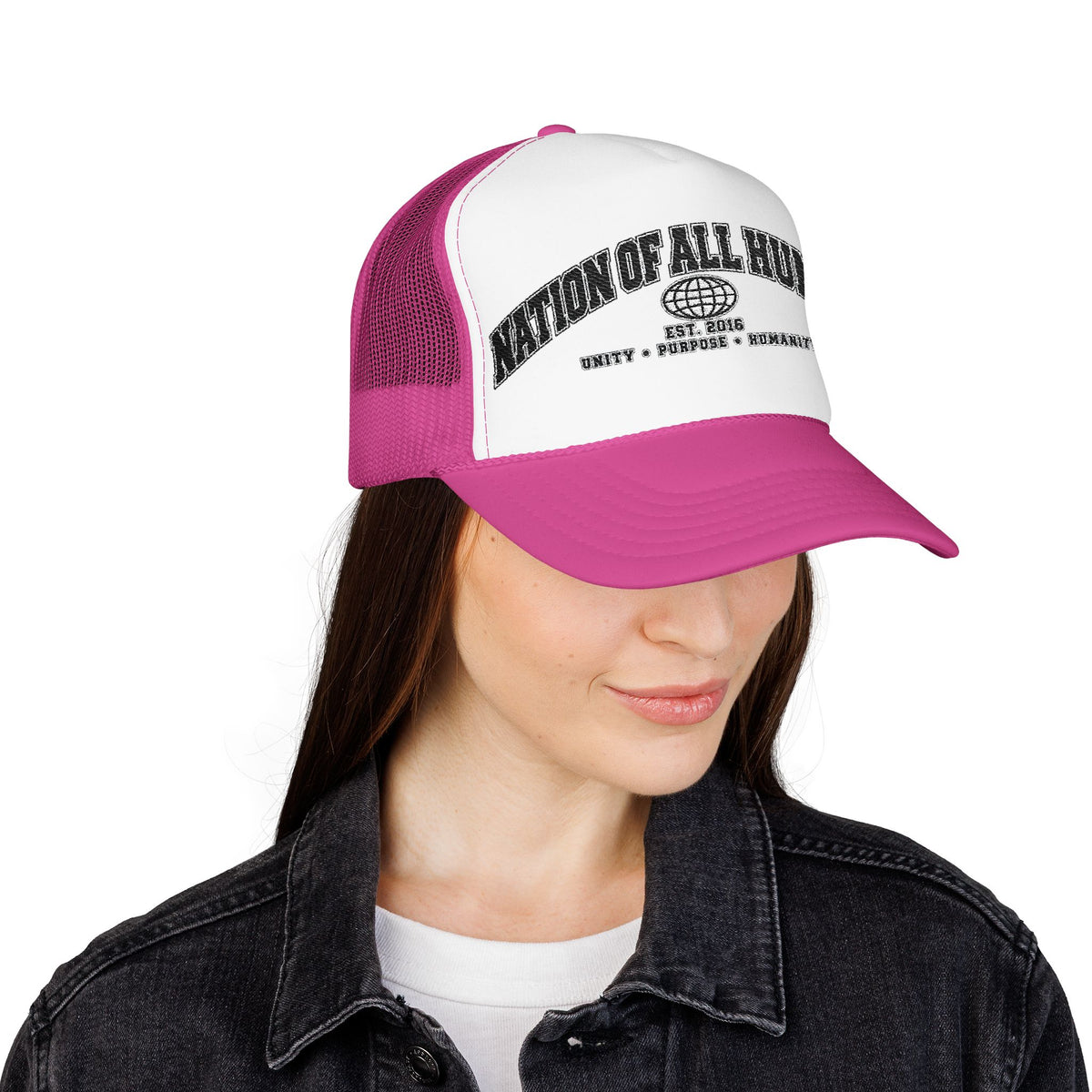 Nation of All Humans™ Foam Trucker Hat – Retro Globe Mesh Foam Cap