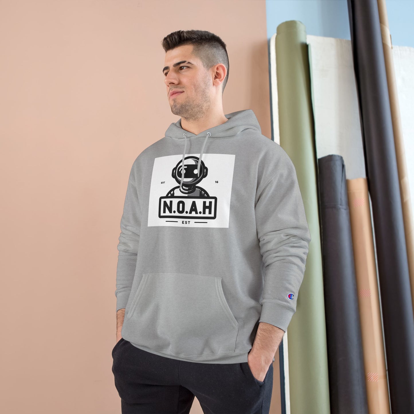 N.O.A.H™ Robot Head Hoodie — Vintage Space Logo Champion Pullover
