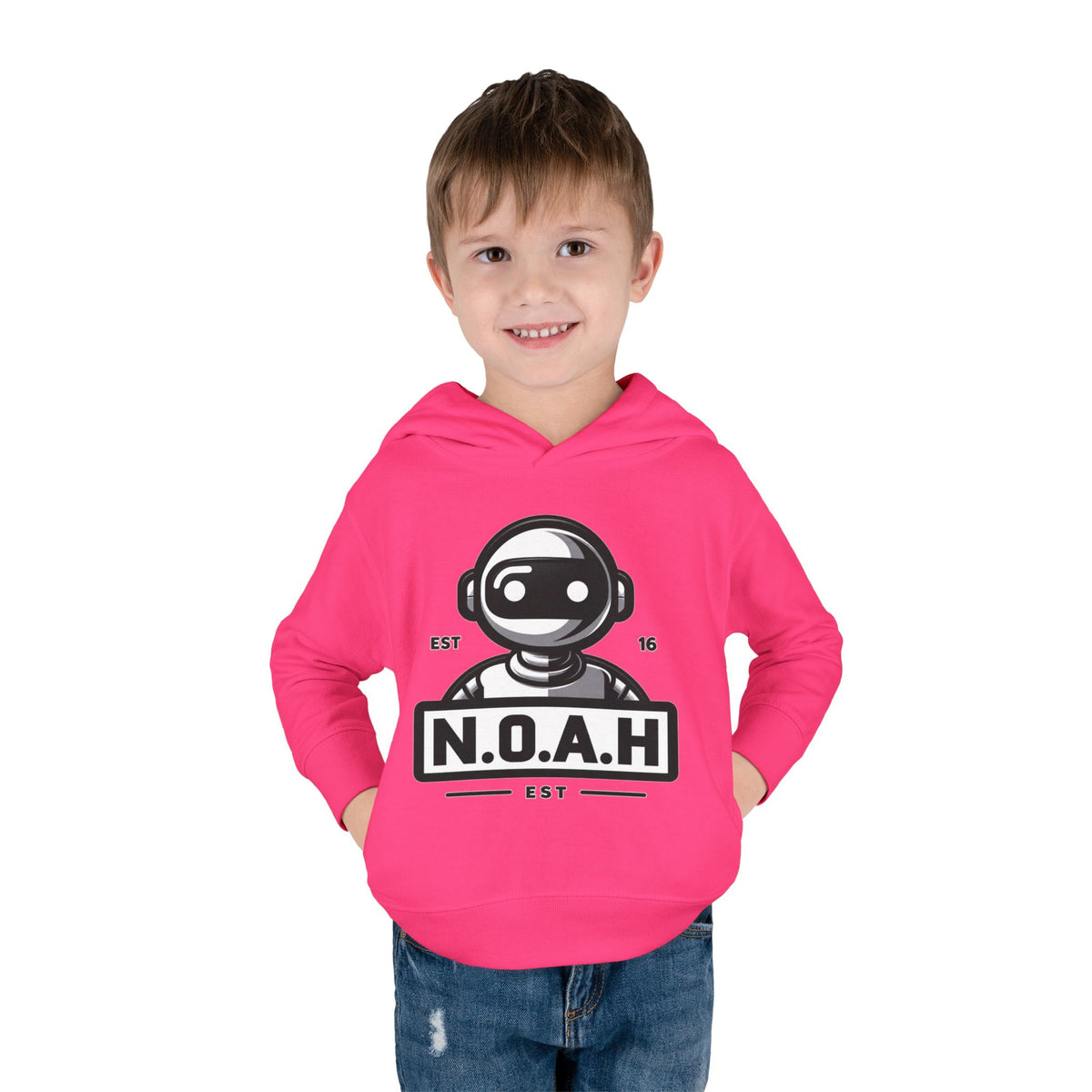 N.O.A.H™ Robot Kids Hoodie — Toddler Pullover with Logo front & Back 'Nation of All Humans' Graphic