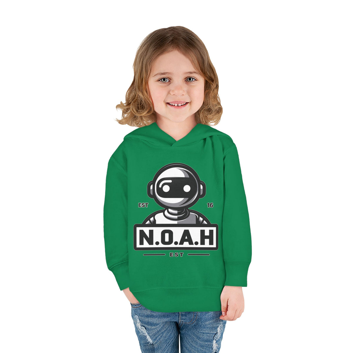 N.O.A.H™ Robot Kids Hoodie — Toddler Pullover with Logo front & Back 'Nation of All Humans' Graphic