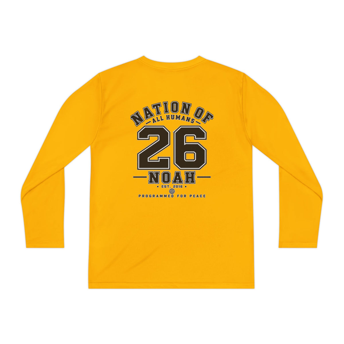Youth Long Sleeve Tee — Nation of All Humans™ Team Number 26 Personalized Back print