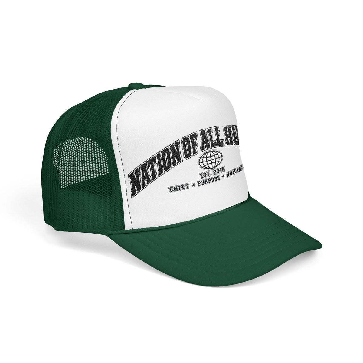 Nation of All Humans™ Foam Trucker Hat – Retro Globe Mesh Foam Cap